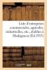 Liste D'Entreprises Commerciales, Agricoles, Industrielles, Etc., Etablies a Madagascar (French, Paperback) - Sans Auteur Photo