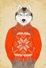 Husky Dog in an Orange Sweater Illustration Journal - 150 Page Lined Notebook/Diary (Paperback) - Cs Creations Photo