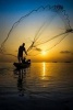 Casting a Fishing Net from a Small Boat at Sunset Journal - 150 Page Lined Notebook/Diary (Paperback) - Benton Press Photo