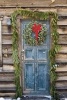 A Log Cabin Christmas - Wreath and Garland on a Weathered Blue Door Journal: 150 Page Lined Notebook/Diary (Paperback) - Cs Creations Photo