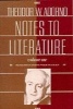 Notes to Literature, v. 1 (Paperback, Revised) - Theodor W Adorno Photo