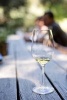 A Nice Glass of White Wine on a Picnic Table in the Fall - Blank 150 Page Lined Journal for Your Thoughts, Ideas, and Inspiration (Paperback) - Unique Journal Photo