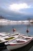 A Dusting of Snow on Fishing Boats in Finland Journal - 150 Page Lined Notebook/Diary (Paperback) - Cs Creations Photo