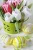 Spring Tulips and Ribbon Wrapped Easter Eggs - Blank 150 Page Lined Journal for Your Thoughts, Ideas, and Inspiration (Paperback) - Unique Journal Photo