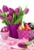 A Basket of Easter Eggs and a Vase of Purple Tulips - Blank 150 Page Lined Journal for Your Thoughts, Ideas, and Inspiration (Paperback) - Unique Journal Photo