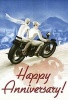 Happy Anniversary - Couple on Motorcyle Greeting Card (Cards) - Laughing Elephant Photo