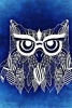 Cool Abstract Owl Drawing on Blue - Blank 150 Page Lined Journal for Your Thoughts, Ideas, and Inspiration (Paperback) - Unique Journal Photo