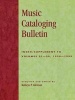 Music Cataloging Bulletin - Index/Supplement to Volumes 21-30, 1990-1999 (Paperback) - Kathryn P Glennan Photo