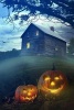 A Haunted House and a Pair of Lit Pumpkins - Blank 150 Page Lined Journal for Your Thoughts, Ideas, and Inspiration (Paperback) - Unique Journal Photo