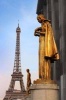 Golden Statues and the Eiffel Tower Chaillot Quarter Paris France Journal - 150 Page Lined Notebook/Diary (Paperback) - Cs Creations Photo