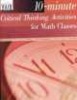 10-Minute Critical-Thinking Activities for Math (Paperback) - Hope Martin Photo