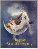 1920's Couple in Crescent Moon - Anniversary Greeting Card (Cards) - Oliver Herford Photo