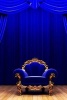 Blue Chair on the Stage with Blue Curtains - Blank 150 Page Lined Journal for Your Thoughts, Ideas, and Inspiration (Paperback) - Unique Journal Photo