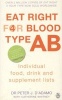 Eat Right for Blood Type AB - Individual Food, Drink and Supplement Lists (Paperback) - Peter J DAdamo Photo