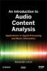 An Introduction to Audio Content Analysis - Applications in Signal Processing and Music Informatics (Hardcover) - Alexander Lerch Photo