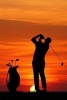 Silhouette of a Golfer at Sunset Journal - 150 Page Lined Notebook/Diary (Paperback) - Cs Creations Photo