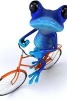 Blue Frog on a Bike - Blank 150 Page Lined Journal for Your Thoughts, Ideas, and Inspiration (Paperback) - Unique Journal Photo