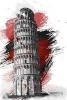 A Painting of the Leaning Tower of Pisa - Blank 150 Page Lined Journal for Your Thoughts, Ideas, and Inspiration (Paperback) - Unique Journal Photo