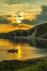 Small Sail Boat at Sunset in Worbarrow Bay, England - Blank 150 Page Lined Journal for Your Thoughts, Ideas, and Inspiration (Paperback) - Unique Journal Photo