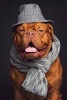 French Mastiff in a Cool Retro Hipster Hat and Scarf Journal - 150 Page Lined Notebook/Diary (Paperback) - Cs Creations Photo