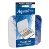 Daler Rowney Aquafine Travel Watercolour Paint Set - Half Pan - Set Of 24 Photo