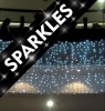 The CPS Warehouse Light Curtain Indoor Cool White Sparkle LED with White Cable & 480 Globes Photo