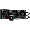 Corsair iCUE H150i RGB ELITE Processor All-in-one liquid cooler 12 cm Black 1 pieces 3 fans 360 mm PWM 19-35.8 dB 1850 RPM Photo